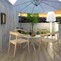silla Robiin de madera teca con reposabrazos de exterior
