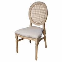 silla Luis XVI imitación madera y ratan polipropileno para eventos