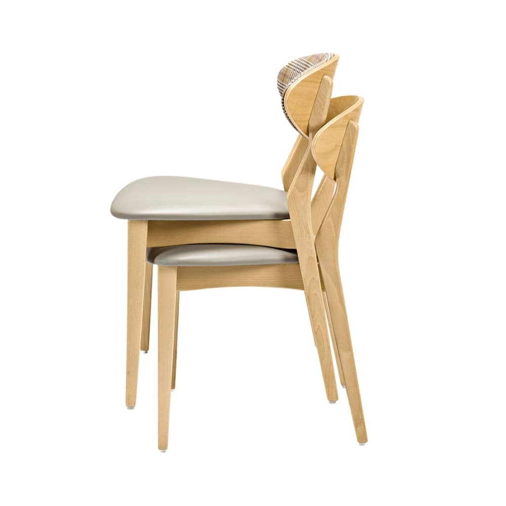 SILLA LORA tapizada interior y madera apilable