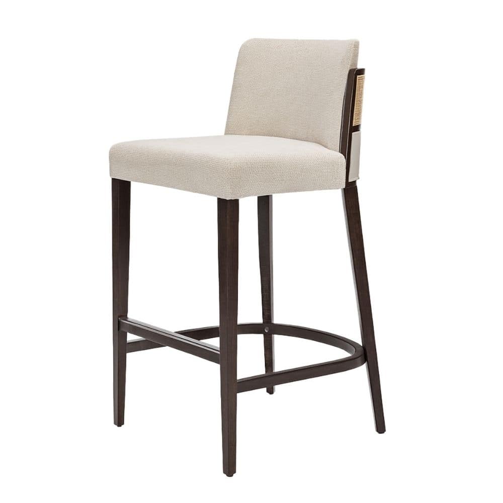 taburete aggy con mimbre tapizado patas madera para uso interior