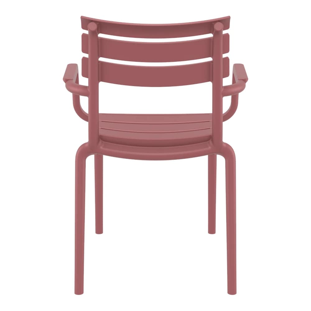 Silla Paris con brazos apilable color marsala vista trasera