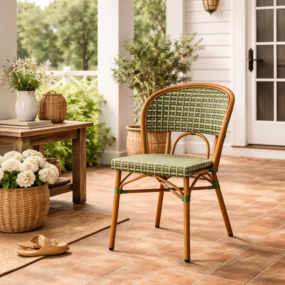 Silla apilable CHAMPAGNE de médula para exterior - Imagen 2