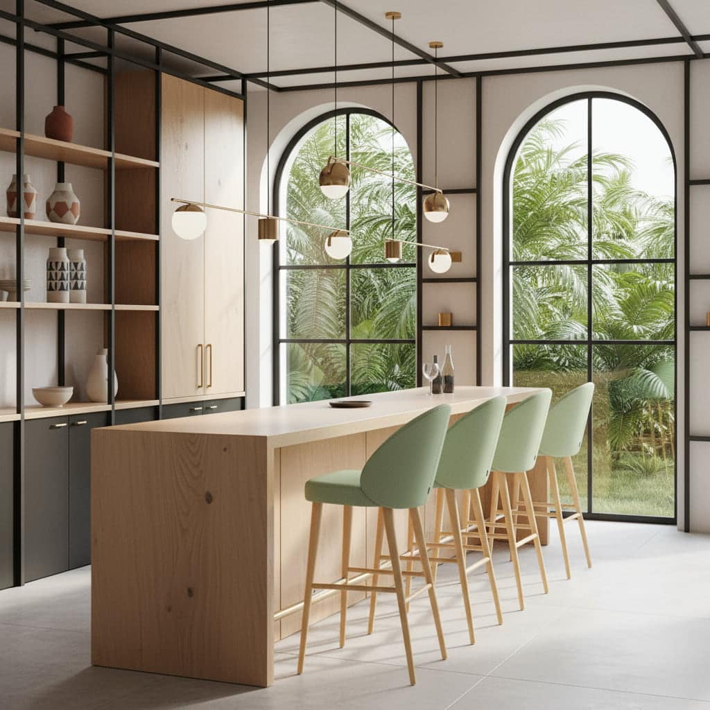 taburete lana tapizado patas de madera para uso interior