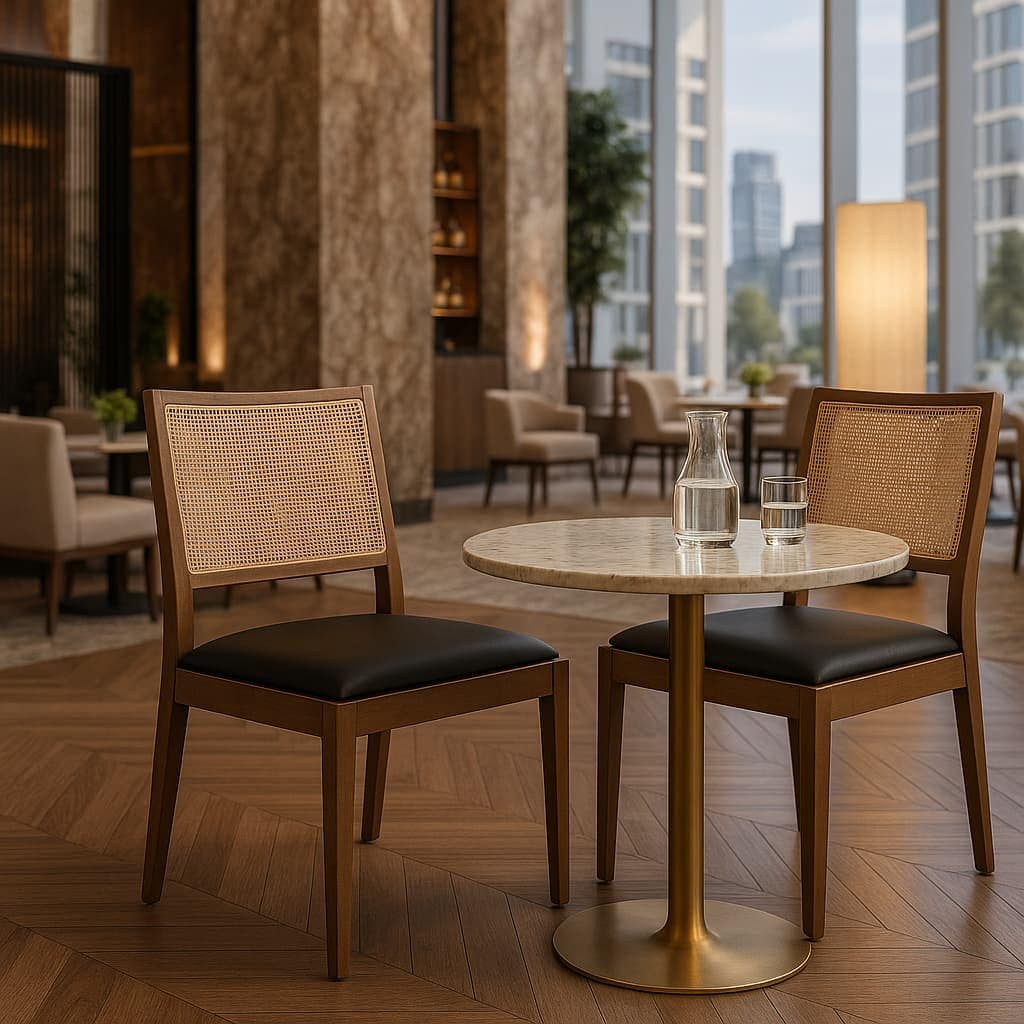 silla cibelle de madera con asiento tapizado `para uso interior