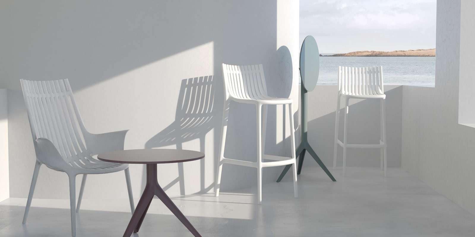 Taburete alto Ibiza apilable para exterior - Imagen 6