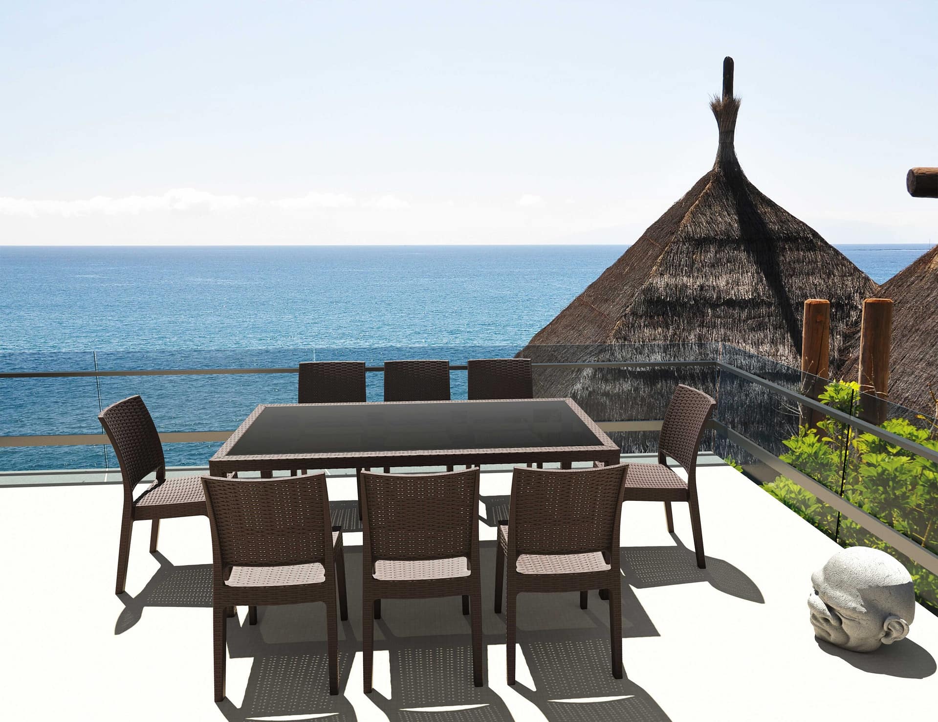 Silla Florida rattan ratán sin brazos para exterior apilable