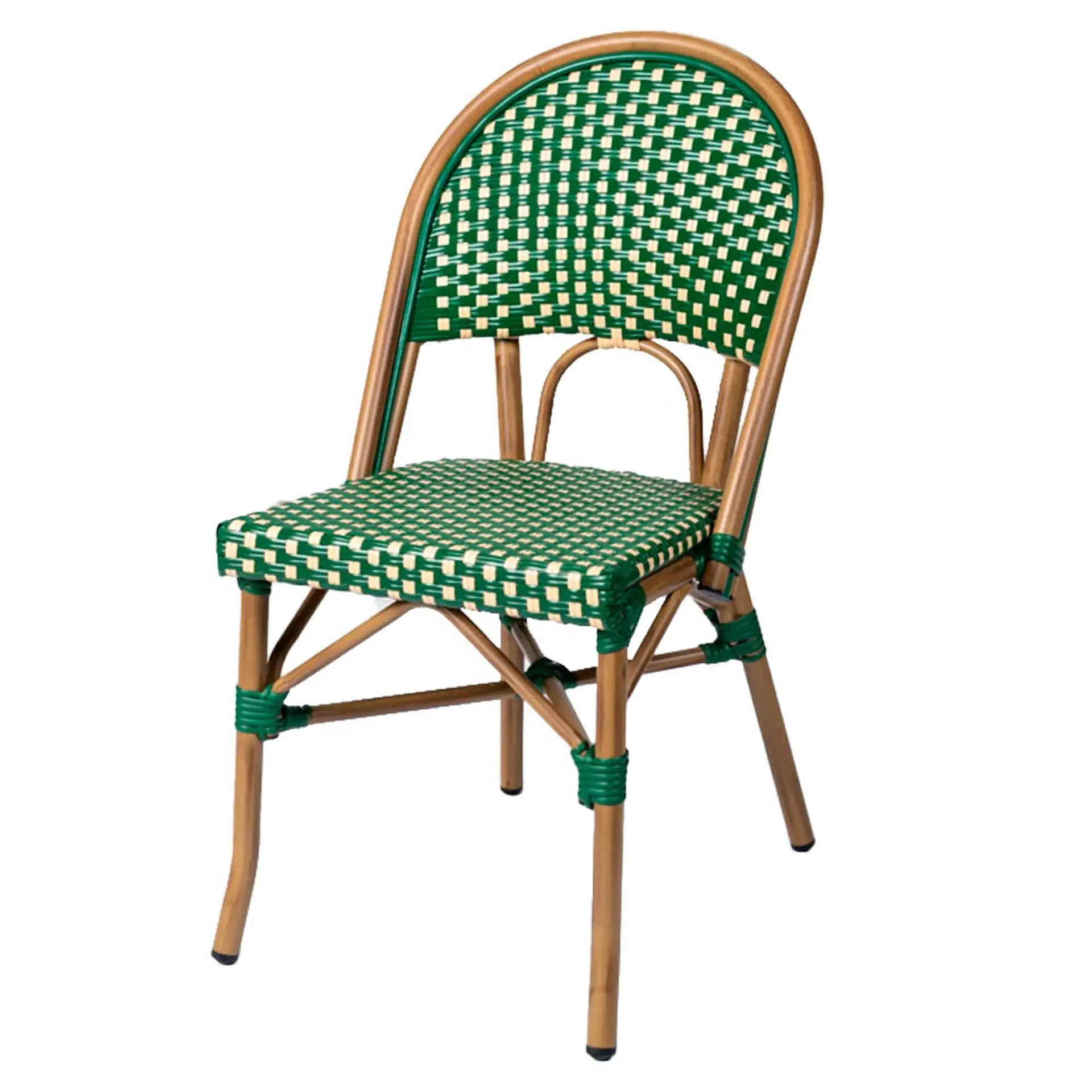 Silla BISTROT aluminio y médula trenzada apilable para exterior