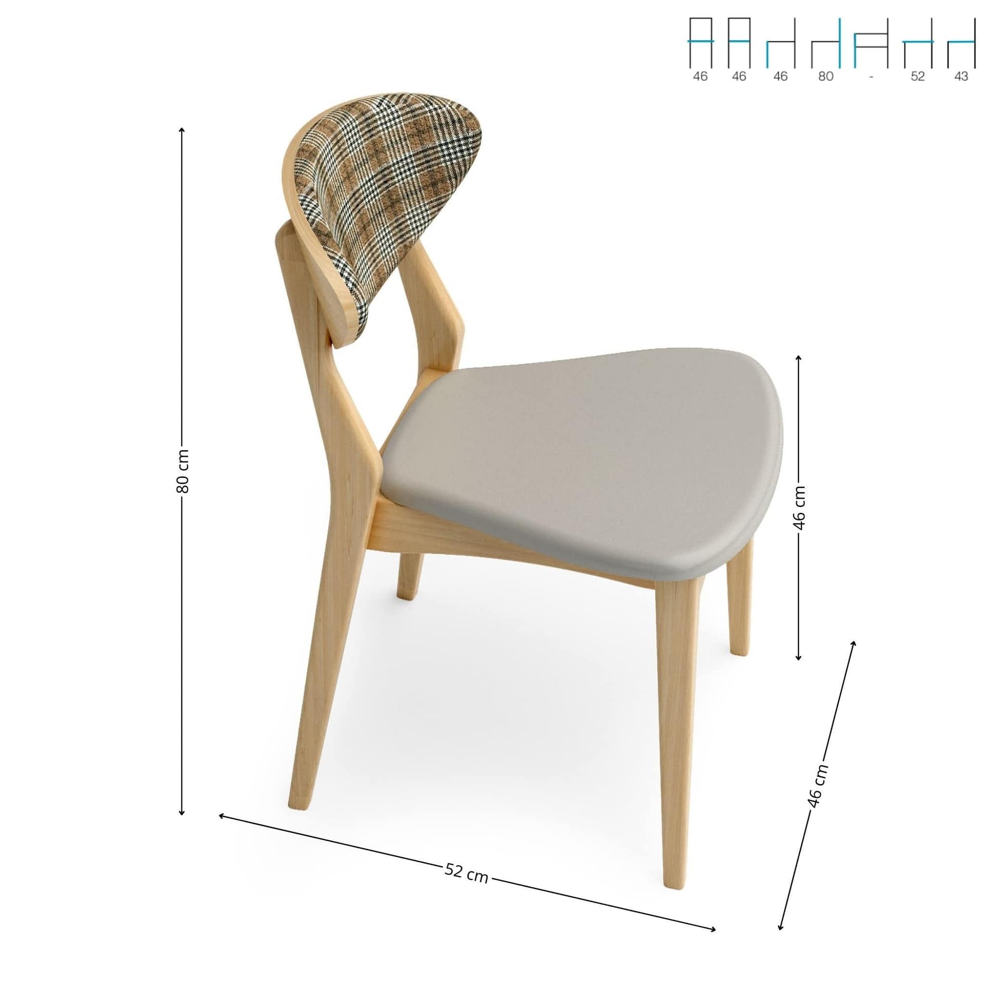 Silla Lora asiento tapizado interior medidas