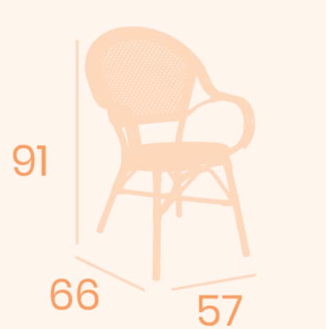 Sillón apilable Anna médula atlas y aluminio pintado deco bambú - Imagen 4