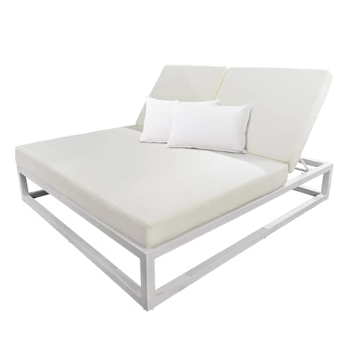 cama exterior doble jardin aluminio blanco