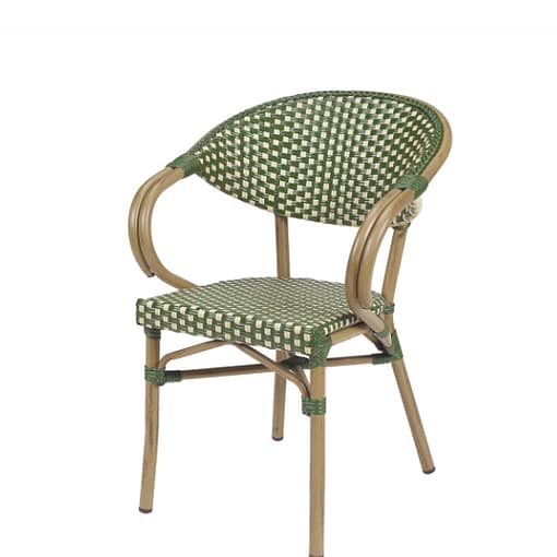 Silla parisina con brazos Filipinas médula trenzada apilable