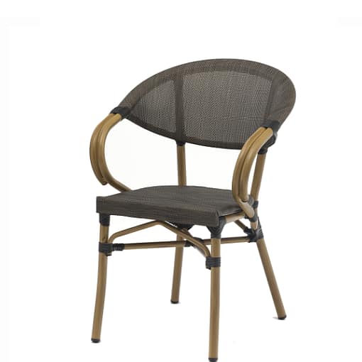 Silla parisina con brazos Filipinas textilene liso apilable