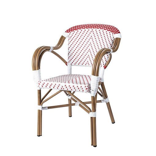 silla bistrot parisina aluminio medula modelo biarritz color roja y blanca