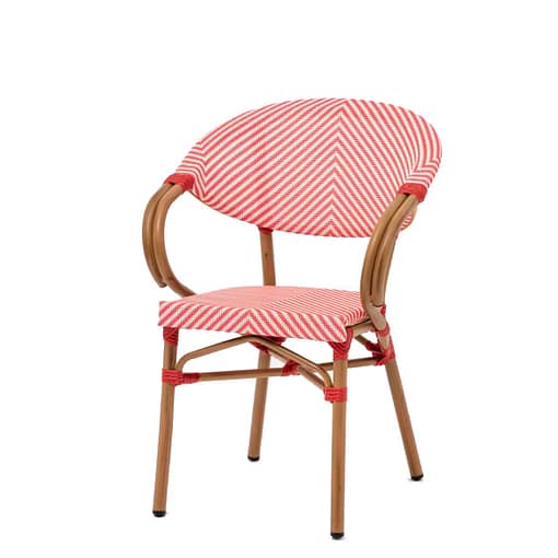 Sillón bistrot apilable Filipinas textilene rojo y blanco