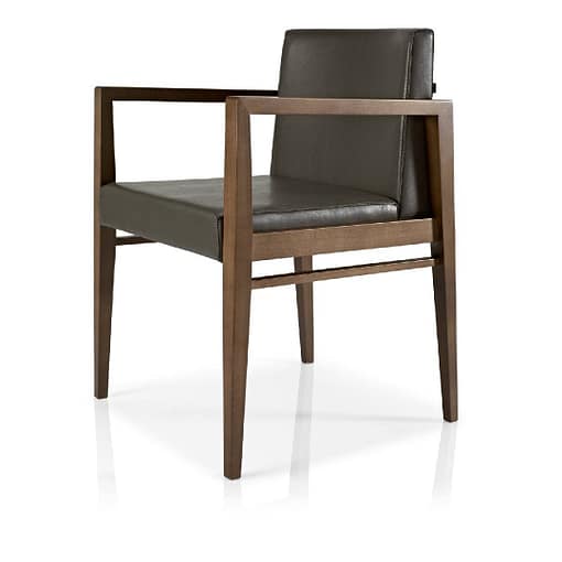 Silla Serena con brazos tapizada y madera de haya