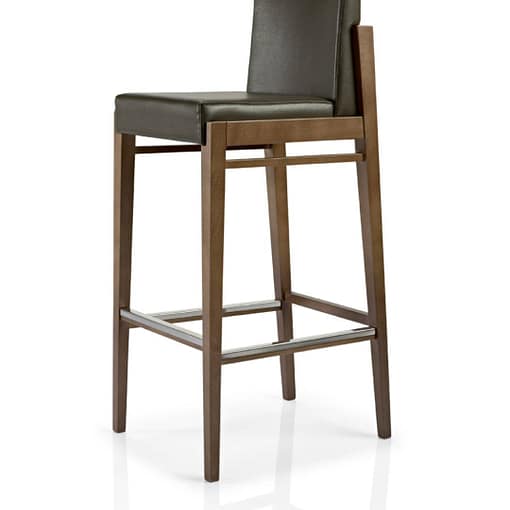 Taburete alto Serena con brazos tapizada y madera de haya