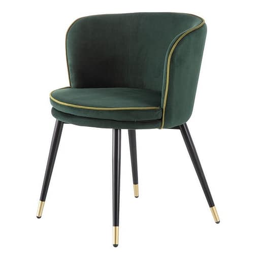 Silla tapizada con ribetes y asiento curvo