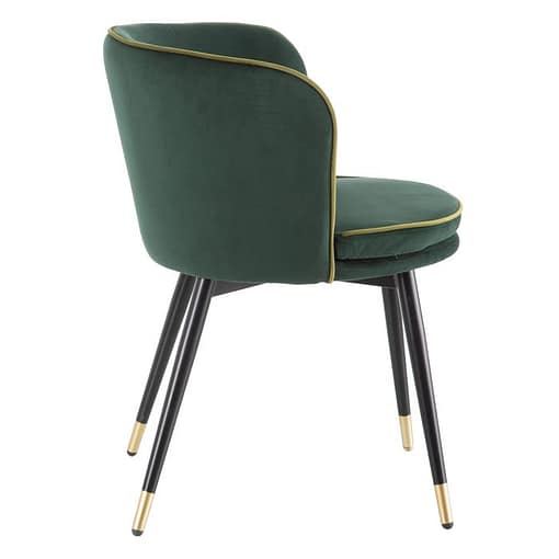 Silla tapizada con ribetes y asiento curvo