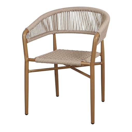 Silla apilable para exterior de aluminio y cuerda trenzada