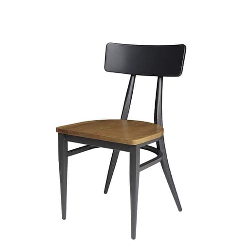 Silla MONTANA asiento madera maciza y respaldo acero