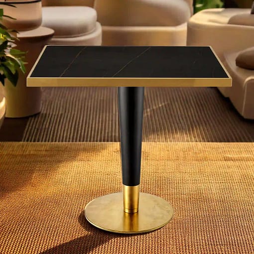 pie de mesa central para hostelería base dorado negro