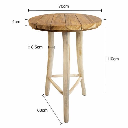 mesa alta rustica de teca
