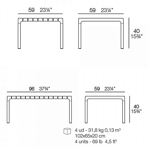 Mesa Baja Spritz rectangular medidas