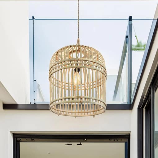 lampara grande salon bambu