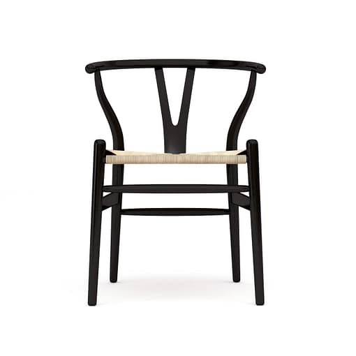 Silla interior Wishbone Nórdica BLACK WISH Madera y Asiento Cuerda Trenzada