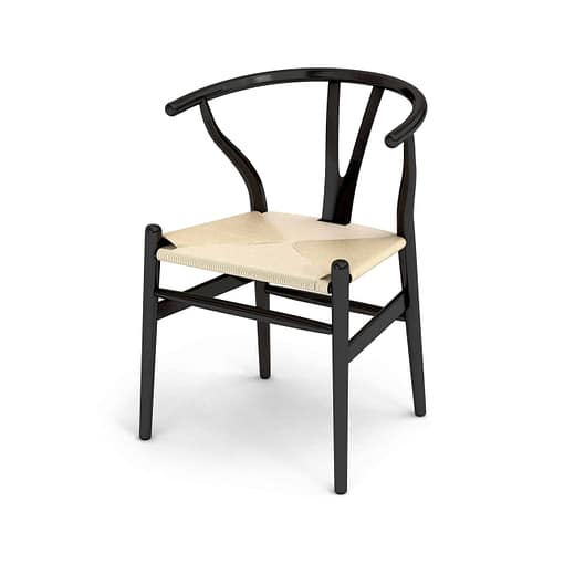 Silla interior Wishbone Nórdica BLACK WISH Madera y Asiento Cuerda Trenzada