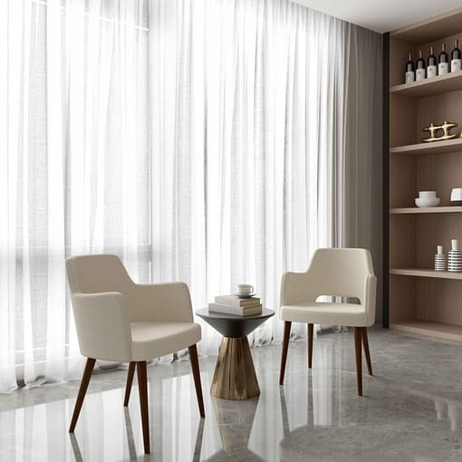 silla elane con brazos tapizada respaldo abierto para uso interior