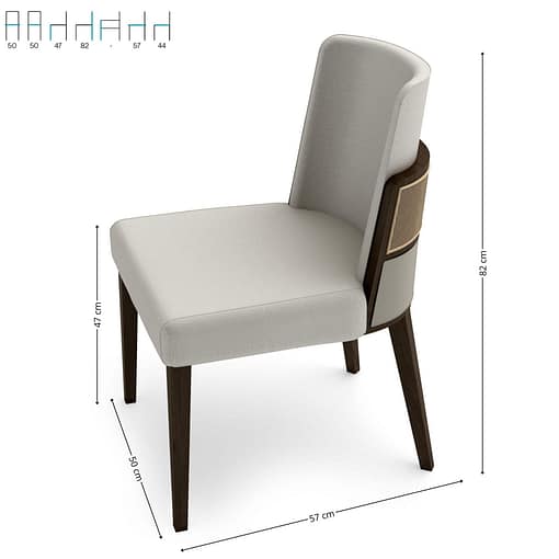 Silla Aggy mimbre tapizada interior medidas