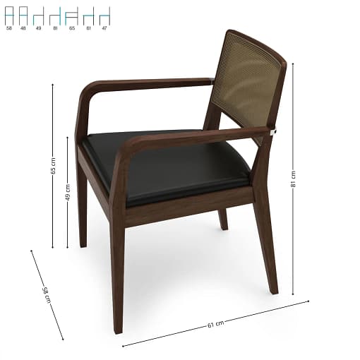 Sillón Cibelle con brazos interior de madera con asiento tapizado medidas