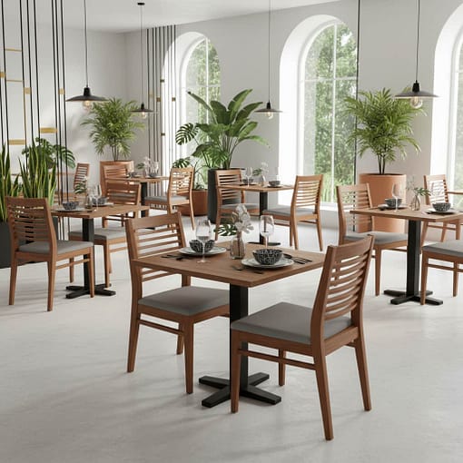Silla MARTY asiento tapizado interior y madera
