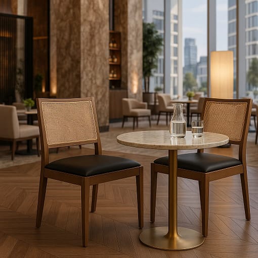 silla cibelle de madera con asiento tapizado `para uso interior