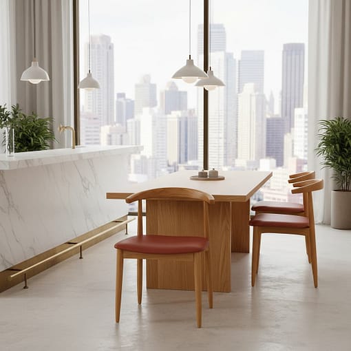 silla joanne de madera con asiento tapizado y respaldo fino