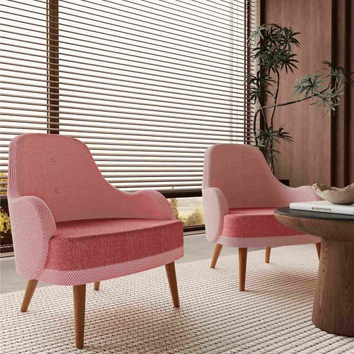 sillon alina tapizado con patas de madera con falso capitoné
