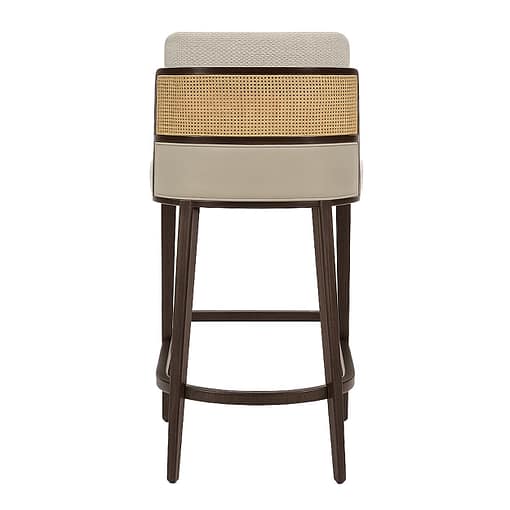 taburete aggy con mimbre tapizado patas madera para uso interior