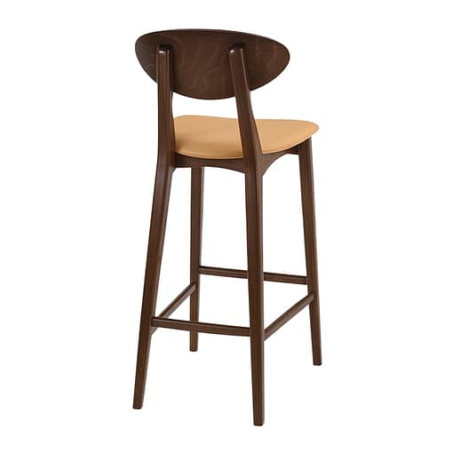 taburete alto de madera lora bar asiento tapizado para uso interior