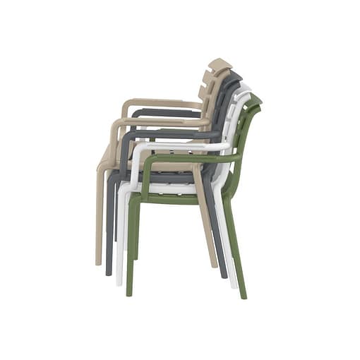Silla Paris con brazos apilable en 5 colores disponibles para exterior