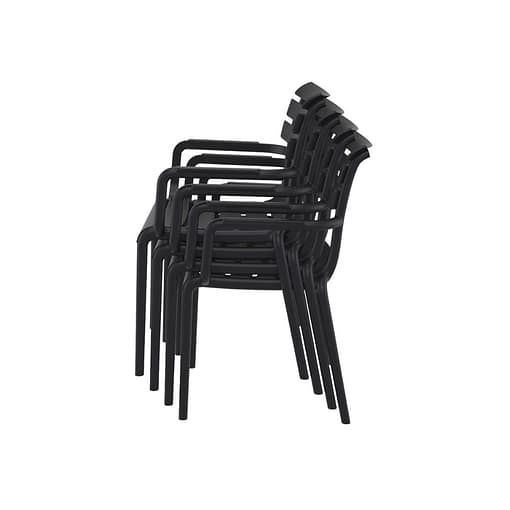 Silla Paris con brazos color negro apiladas - capacidad hasta 20 unidades