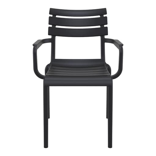 Silla Paris con brazos apilable color negro vista frontal