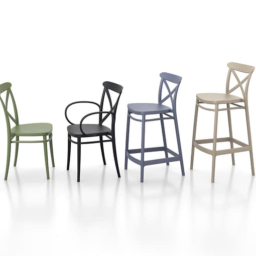 Familia Cross silla sillón taburete medio taburete alto de exterior