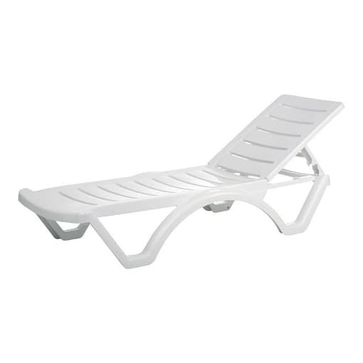 tumbona apilable plástico blanco piscina jardin exterior economico reclinable