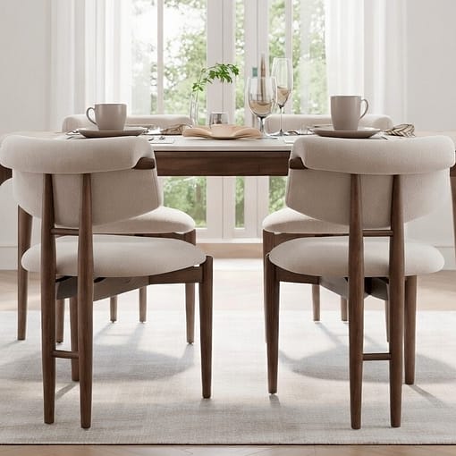 Silla tapizada y estructura madera natural Lucka