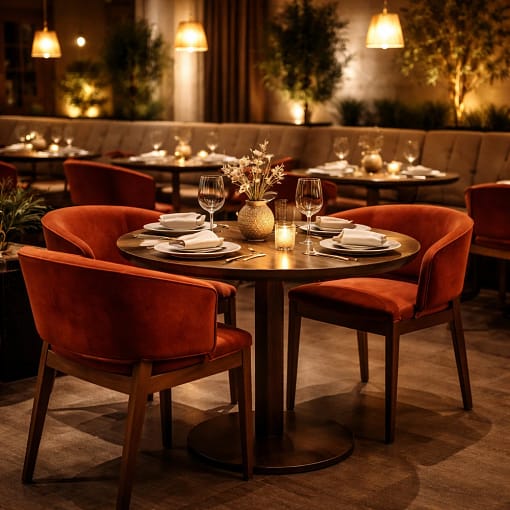 Sillón Tapizado Zala con Patas de Madera para Hoteles Boutique y Salones Buffet