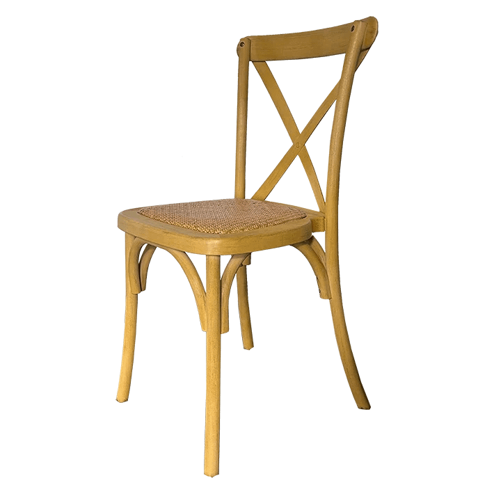 silla Crossback PP imitacion madera asiento imitacion ratan para exterior