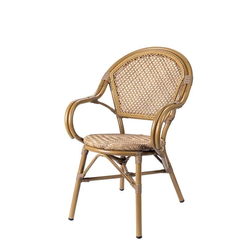 Sillón apilable Anna médula atlas y aluminio pintado deco bambú