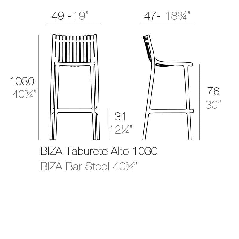 Taburete alto Ibiza apilable para exterior - Imagen 8