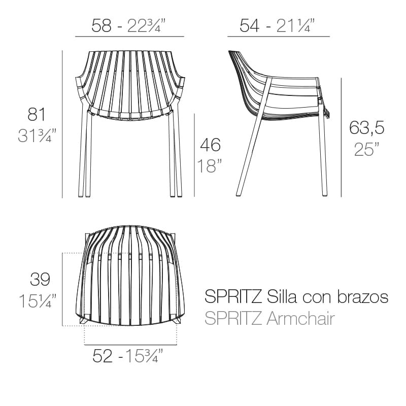 Sillón Spritz apilable para exterior - Imagen 3